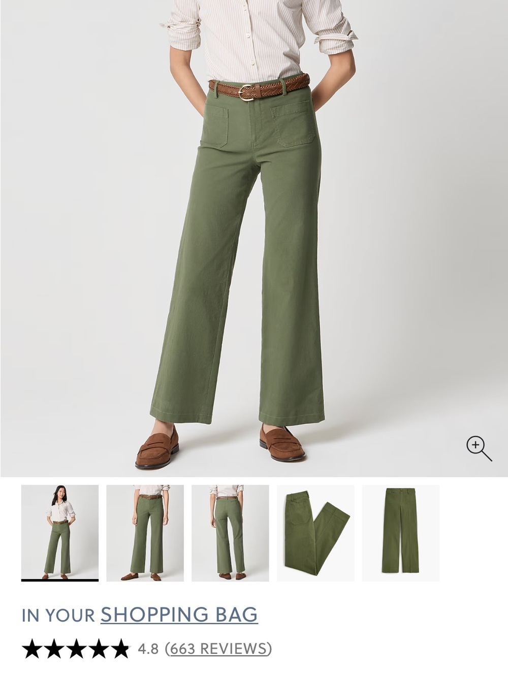 J. Crew Factory Olive Green Wide-Leg Pants size 28/size 6 - Picture 2 of 6